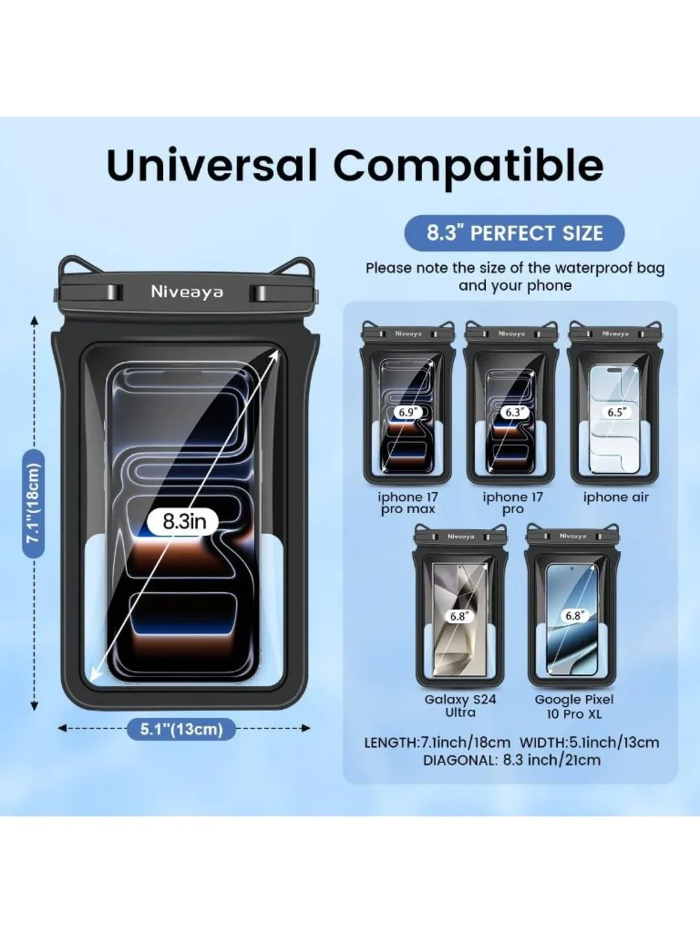Waterproof Phone Pouch for Beach & Underwater Photography - 2 Pack, Lanyard